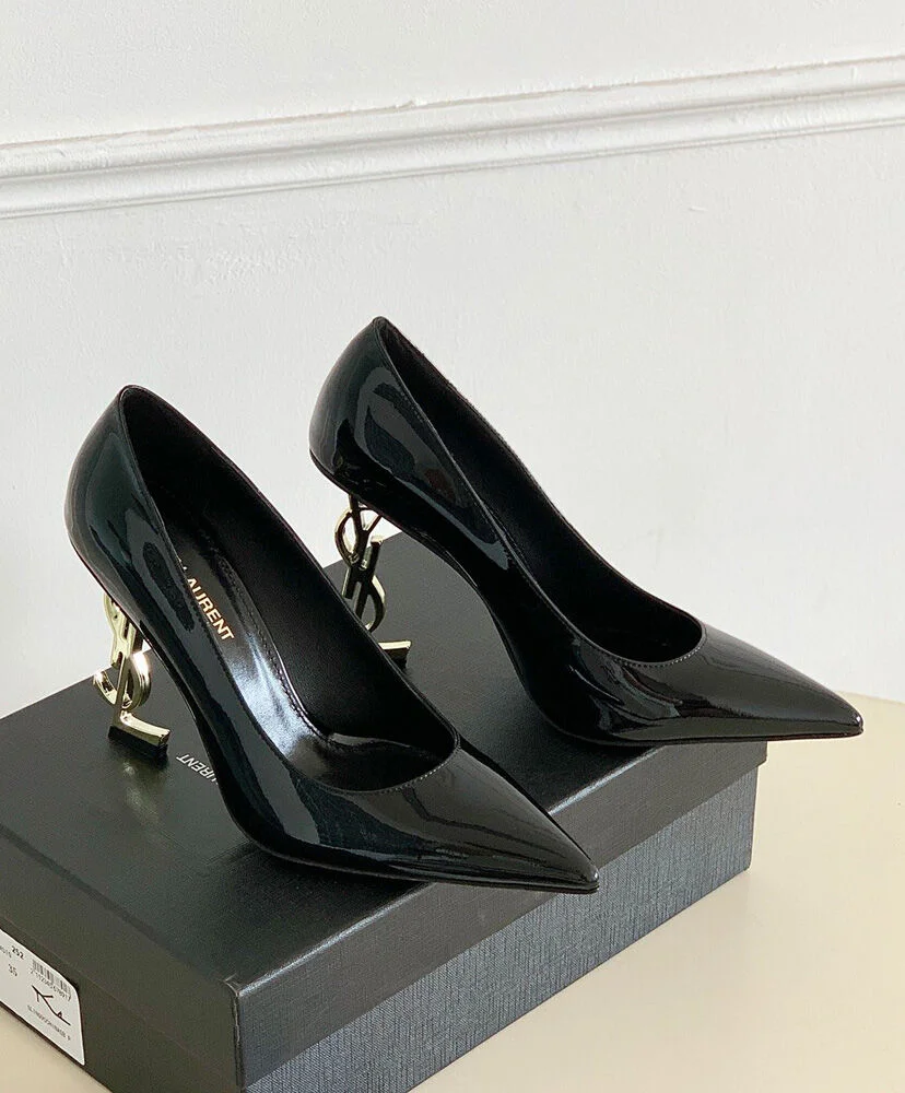 Replica YSL Saint Laurent Women's Opyum Pumps In Patent Leather With Gold-Tone Heel Black 5