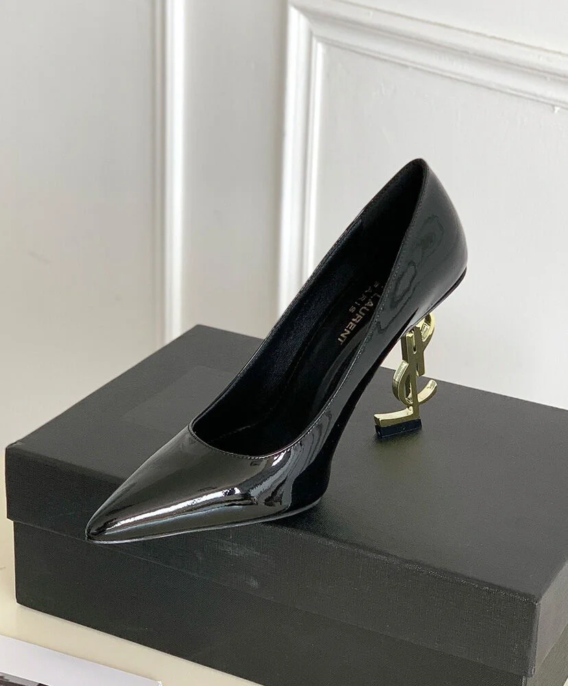 Replica YSL Saint Laurent Women's Opyum Pumps In Patent Leather With Gold-Tone Heel Black 6