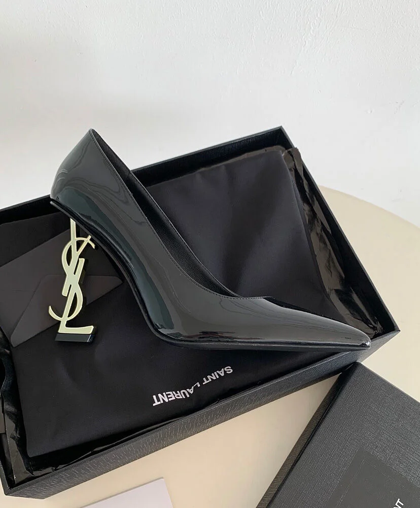 Replica YSL Saint Laurent Women's Opyum Pumps In Patent Leather With Gold-Tone Heel Black 8