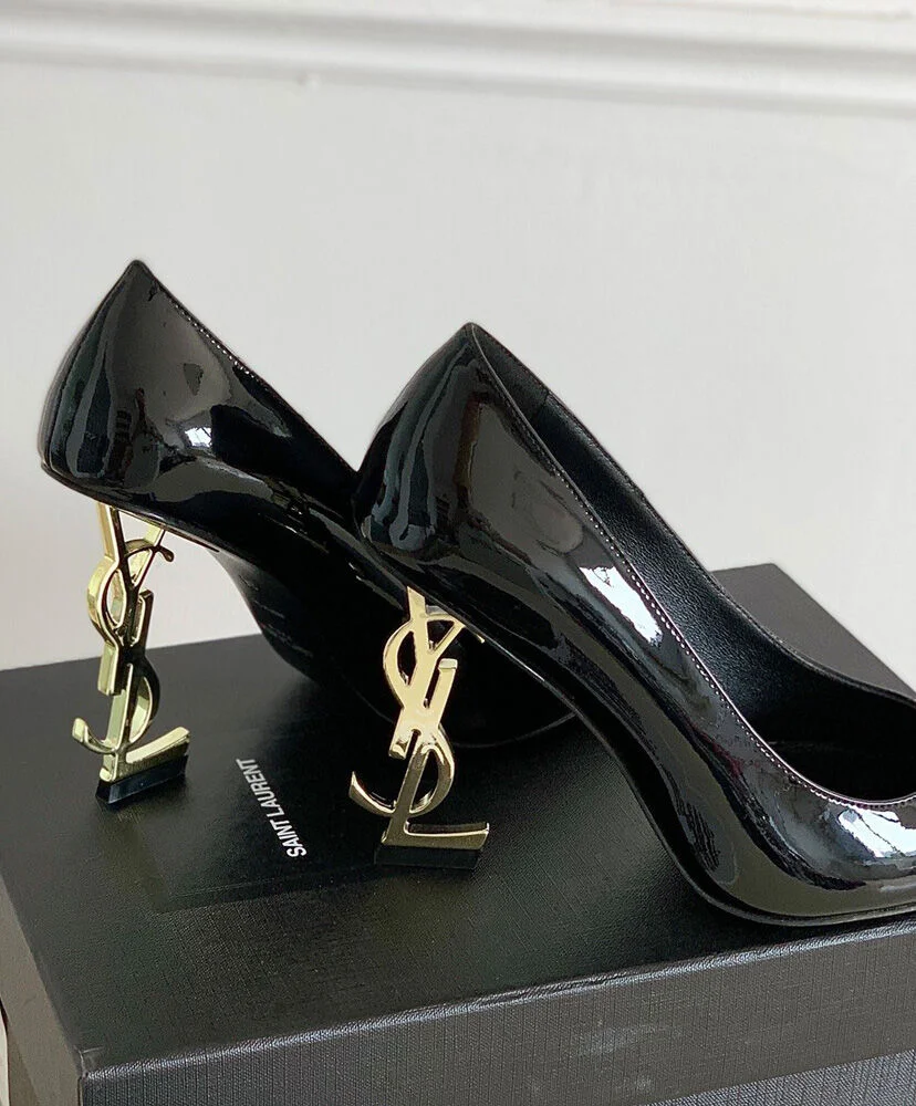 Replica YSL Saint Laurent Women's Opyum Pumps In Patent Leather With Gold-Tone Heel Black 10