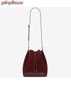 Replica YSL Fake Saint Laurent Monogram All Over Bucket Bag In Bordeaux Suede