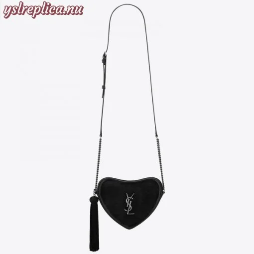 Replica YSL Fake Saint Laurent Black Monogram Heart Cross Body Bag