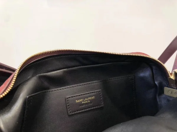 Replica YSL Fake Saint Laurent Monogram All Over Camera Bag In Bordeaux Suede 4