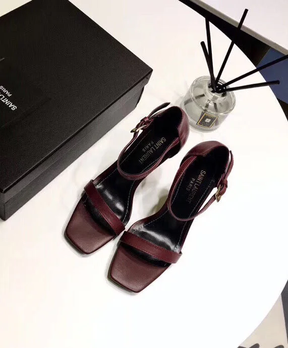 Replica YSL Saint Laurent Women's Opyum 110 Leather Sandals Mauve 2