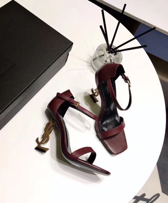 Replica YSL Saint Laurent Women's Opyum 110 Leather Sandals Mauve 3