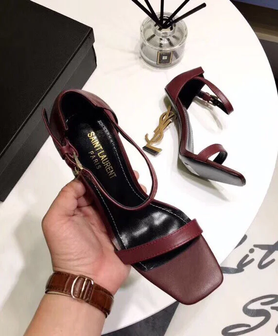 Replica YSL Saint Laurent Women's Opyum 110 Leather Sandals Mauve 4