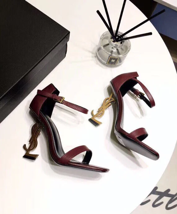 Replica YSL Saint Laurent Women's Opyum 110 Leather Sandals Mauve 6
