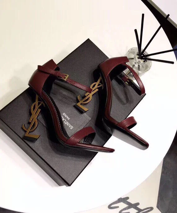 Replica YSL Saint Laurent Women's Opyum 110 Leather Sandals Mauve 7