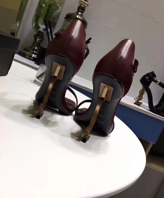 Replica YSL Saint Laurent Women's Opyum 110 Leather Sandals Mauve 8