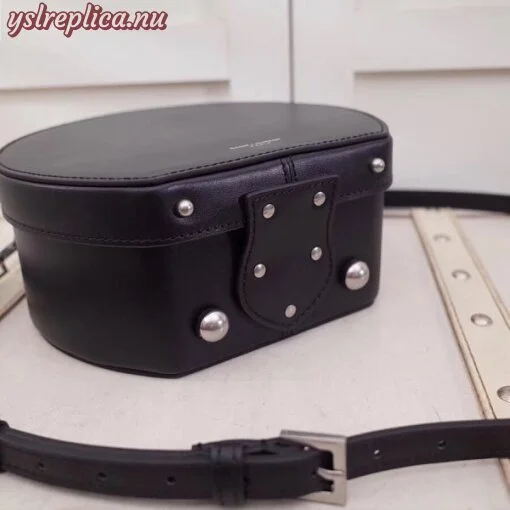 Replica YSL Fake Saint Laurent Black Mica Hot Box Bag 7