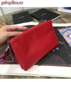 Replica YSL Fake Saint Laurent Jamie Chain Wallet In Red Patchwork Lambskin 2