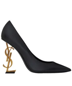 Replica YSL Saint Laurent opyum pump in patent leather with silver tone heel Black