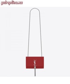 Replica YSL Fake Saint Laurent Small Kate Tassel Bag In Red Grained Leather