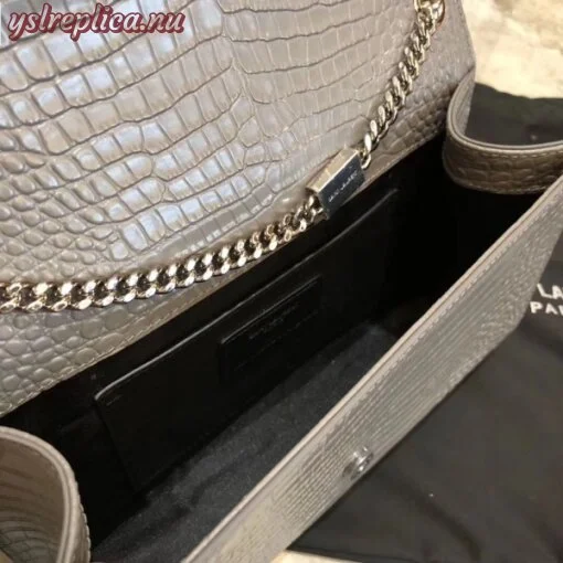 Replica YSL Fake Saint Laurent Medium Kate Bag With Tassel In Storm Croc-Embossed Leather 7
