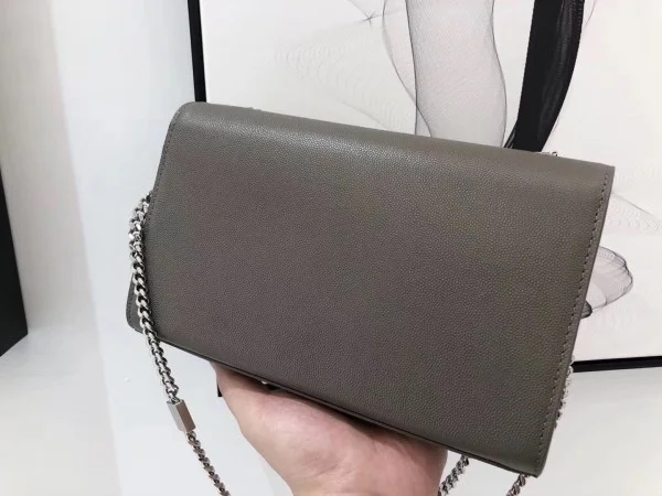 Replica YSL Fake Saint Laurent Medium Kate Bag With Tassel In Grey Grained Leather 4