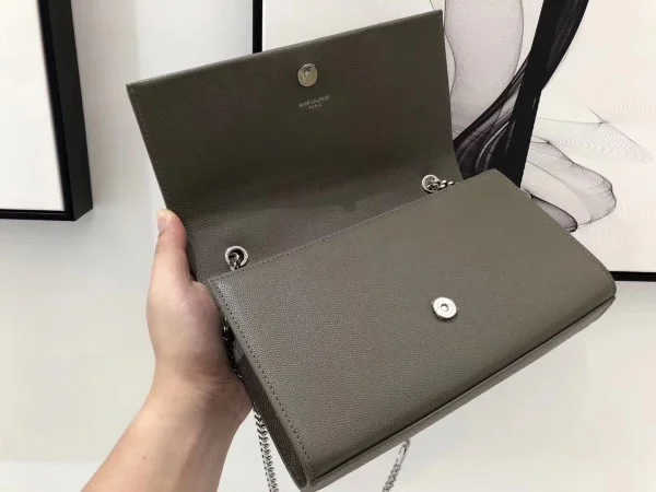 Replica YSL Fake Saint Laurent Medium Kate Bag With Tassel In Grey Grained Leather 6