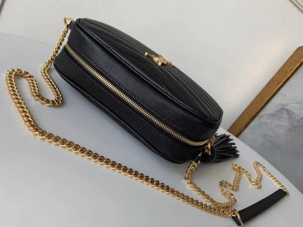 Replica YSL Fake Saint Laurent Lou Mini Bag In Black Grained Leather 3