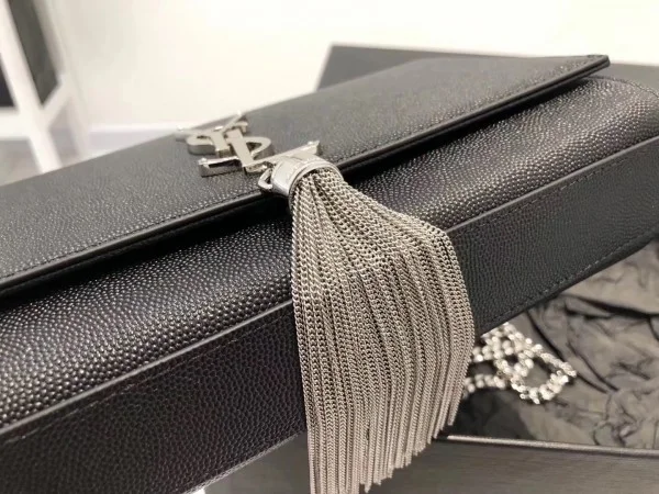 Replica YSL Fake Saint Laurent Medium Kate Bag With Tassel In Black Grained Leather 5