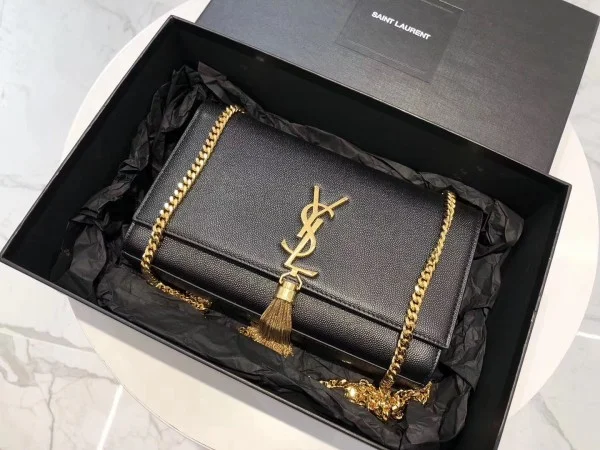 Replica YSL Fake Saint Laurent Medium Kate Bag With Tassel In Black Grained Leather 6