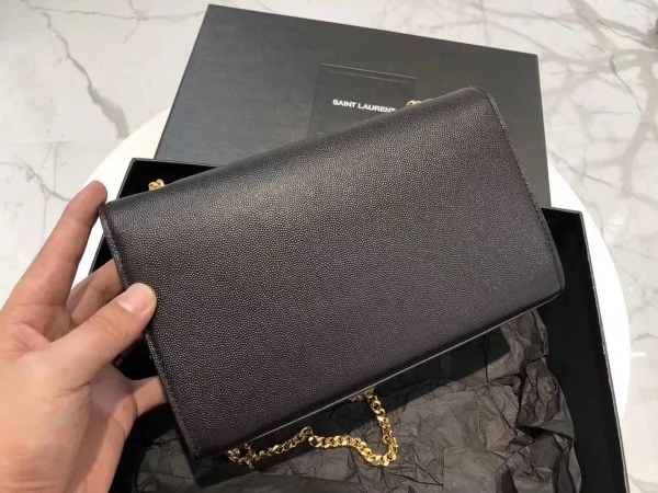 Replica YSL Fake Saint Laurent Medium Kate Bag With Tassel In Black Grained Leather 8