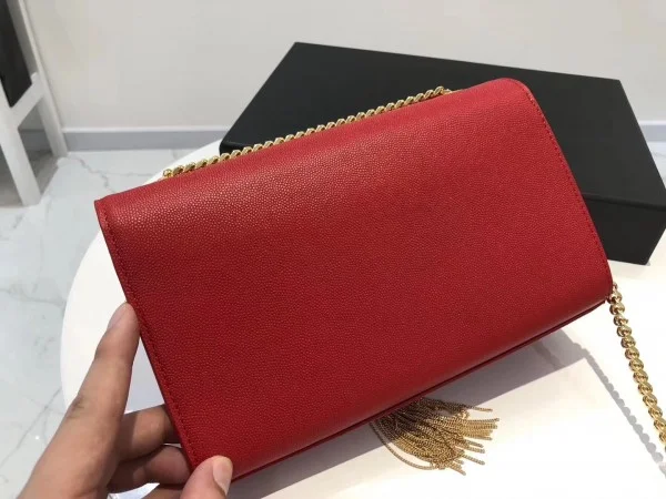 Replica YSL Fake Saint Laurent Medium Kate Bag With Tassel In Red Grained Leather 4