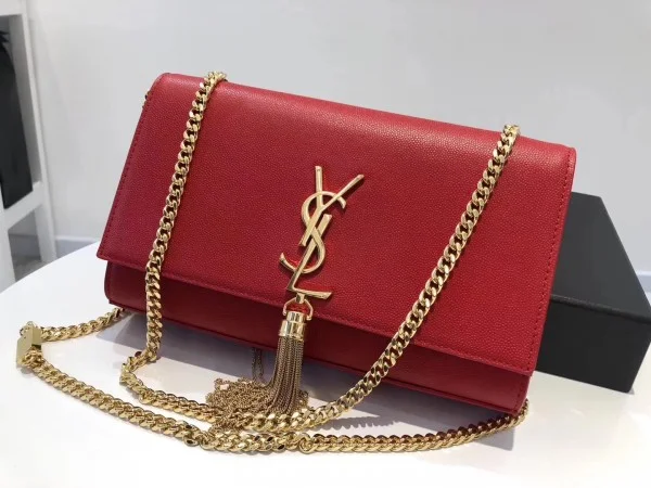 Replica YSL Fake Saint Laurent Medium Kate Bag With Tassel In Red Grained Leather 6
