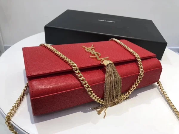 Replica YSL Fake Saint Laurent Medium Kate Bag With Tassel In Red Grained Leather 7