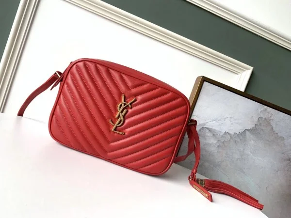 Replica YSL Fake Saint Laurent Lou Camera Bag In Red Leather 3