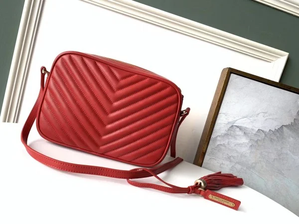 Replica YSL Fake Saint Laurent Lou Camera Bag In Red Leather 6