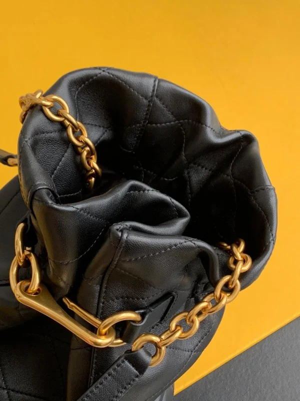 Replica YSL Fake Saint Laurent Le Maillon Hook Bucket Bag In Black Lambskin 3