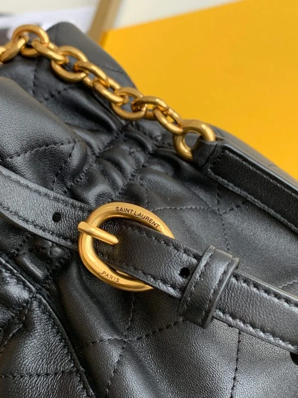 Replica YSL Fake Saint Laurent Le Maillon Hook Bucket Bag In Black Lambskin 5