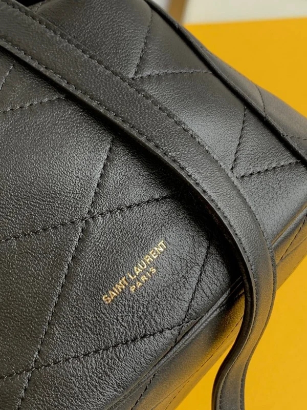 Replica YSL Fake Saint Laurent Le Maillon Hook Bucket Bag In Black Lambskin 6