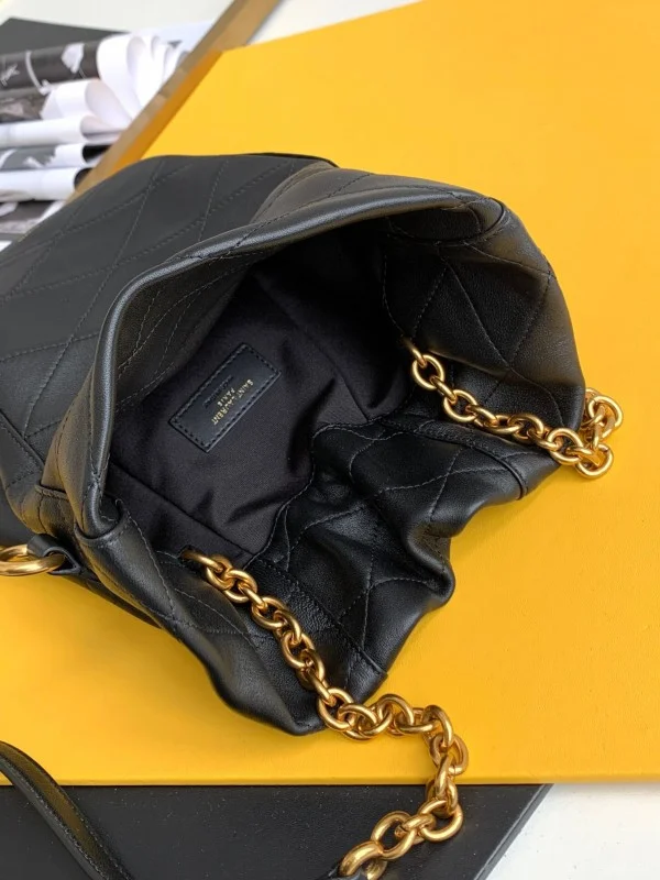 Replica YSL Fake Saint Laurent Le Maillon Hook Bucket Bag In Black Lambskin 7