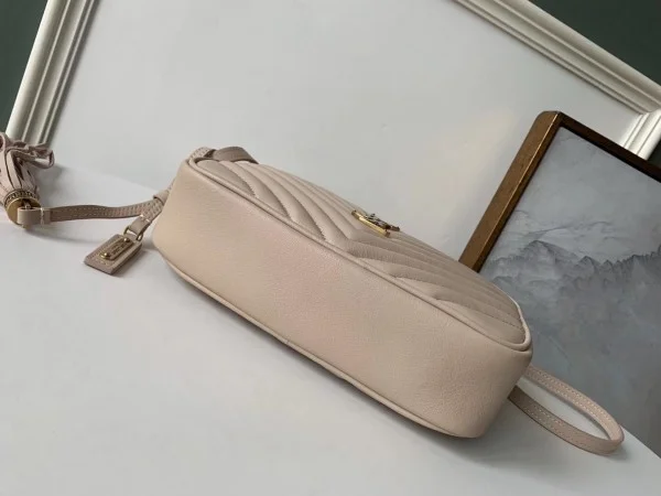 Replica YSL Fake Saint Laurent Lou Camera Bag In Light Pink Leather 2