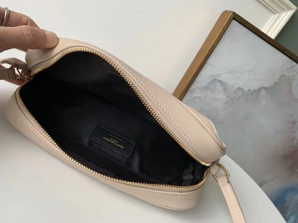 Replica YSL Fake Saint Laurent Lou Camera Bag In Light Pink Leather 3