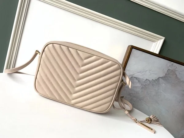 Replica YSL Fake Saint Laurent Lou Camera Bag In Light Pink Leather 5