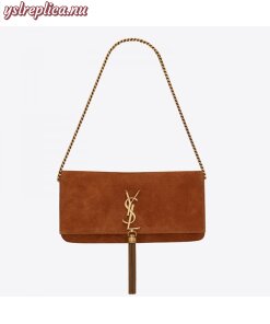 Replica YSL Fake Saint Laurent Kate 99 Shoulder Bag In Brown Suede