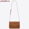Replica YSL Fake Saint Laurent Le Maillon Bag In Brown Calfskin