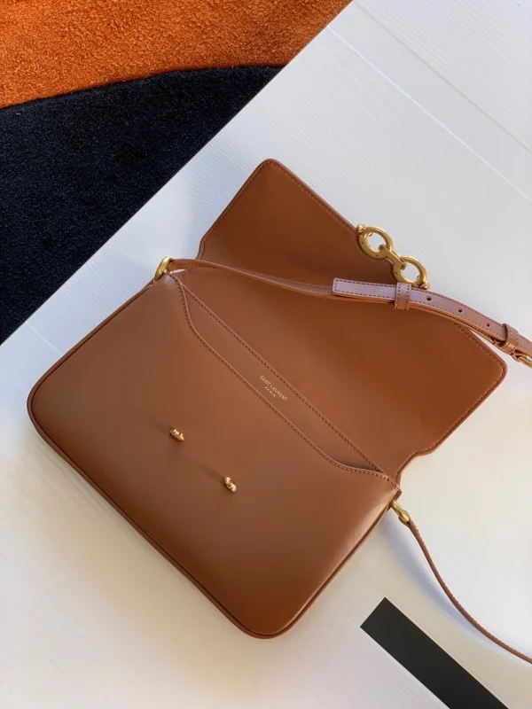 Replica YSL Fake Saint Laurent Le Maillon Bag In Brown Calfskin 8