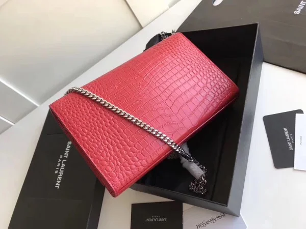 Replica YSL Fake Saint Laurent Medium Kate Bag With Tassel In Red Croc-Embossed Leather 2