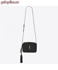 Replica YSL Fake Saint Laurent Lou Camera Bag In Black Leather