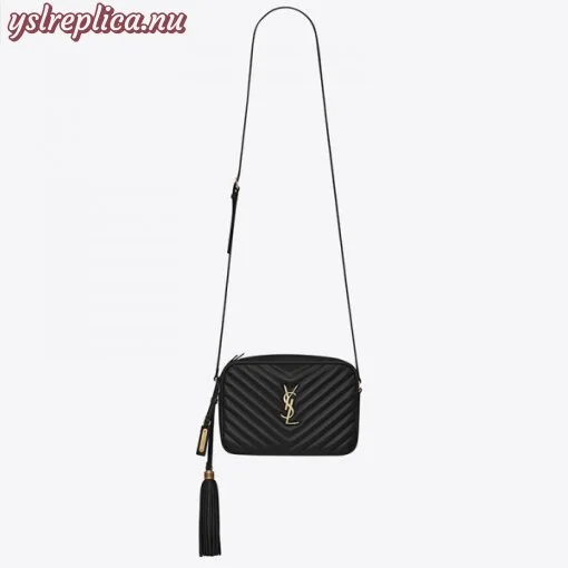 Replica YSL Fake Saint Laurent Lou Camera Bag In Black Leather