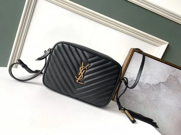 Replica YSL Fake Saint Laurent Lou Camera Bag In Black Leather 3