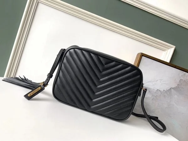 Replica YSL Fake Saint Laurent Lou Camera Bag In Black Leather 5