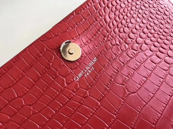 Replica YSL Fake Saint Laurent Medium Kate Bag With Tassel In Red Croc-Embossed Leather 8