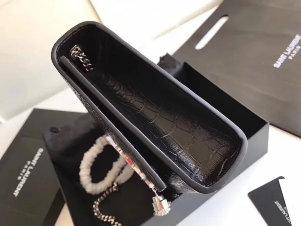 Replica YSL Fake Saint Laurent Medium Kate Bag With Tassel In Black Croc-Embossed Leather 2