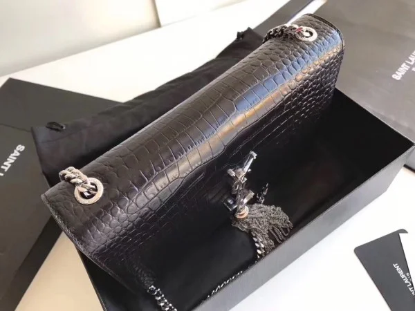 Replica YSL Fake Saint Laurent Medium Kate Bag With Tassel In Black Croc-Embossed Leather 4