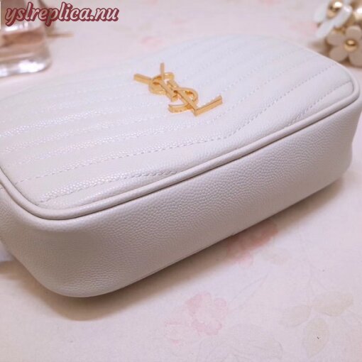 Replica YSL Fake Saint Laurent Lou Mini Bag In White Grained Leather 2