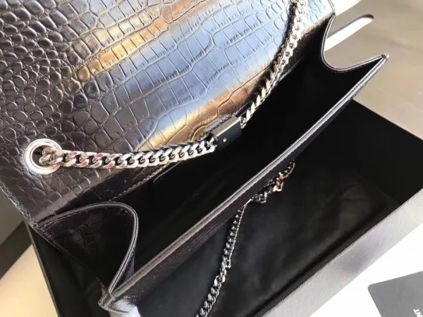 Replica YSL Fake Saint Laurent Medium Kate Bag With Tassel In Black Croc-Embossed Leather 5