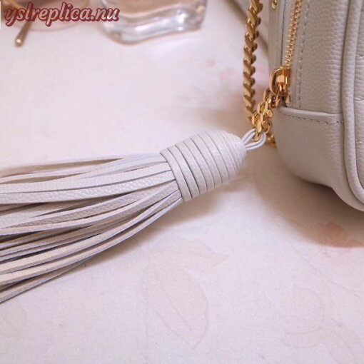 Replica YSL Fake Saint Laurent Lou Mini Bag In White Grained Leather 3